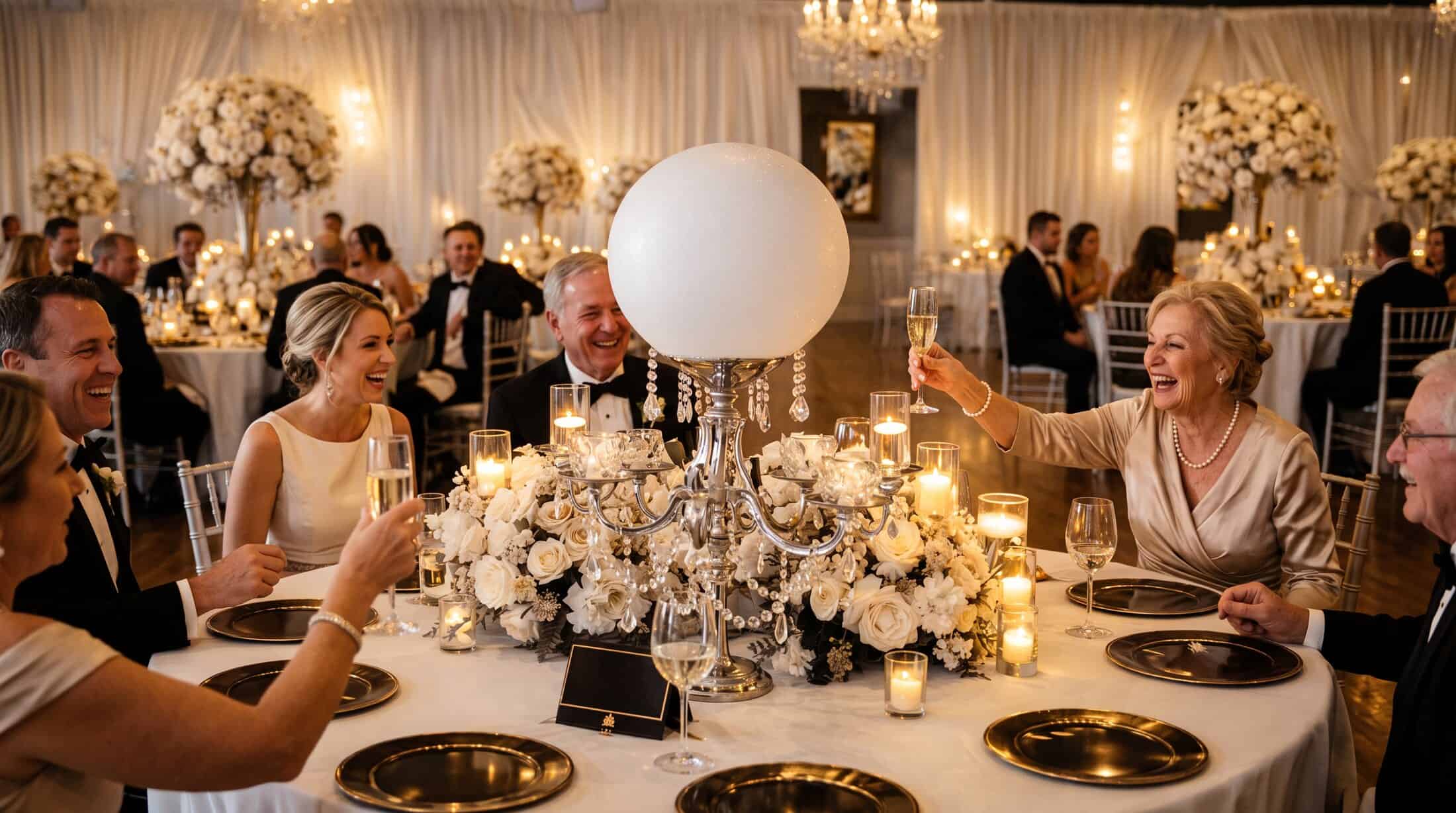 Wedding guests toasting at Pizazz Ballroom